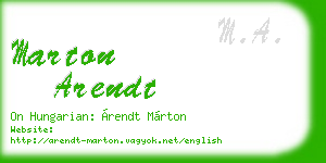 marton arendt business card